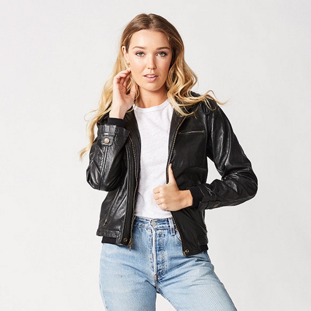THE ST MORITZ HOODIE - BLACK LEATHER NWOT